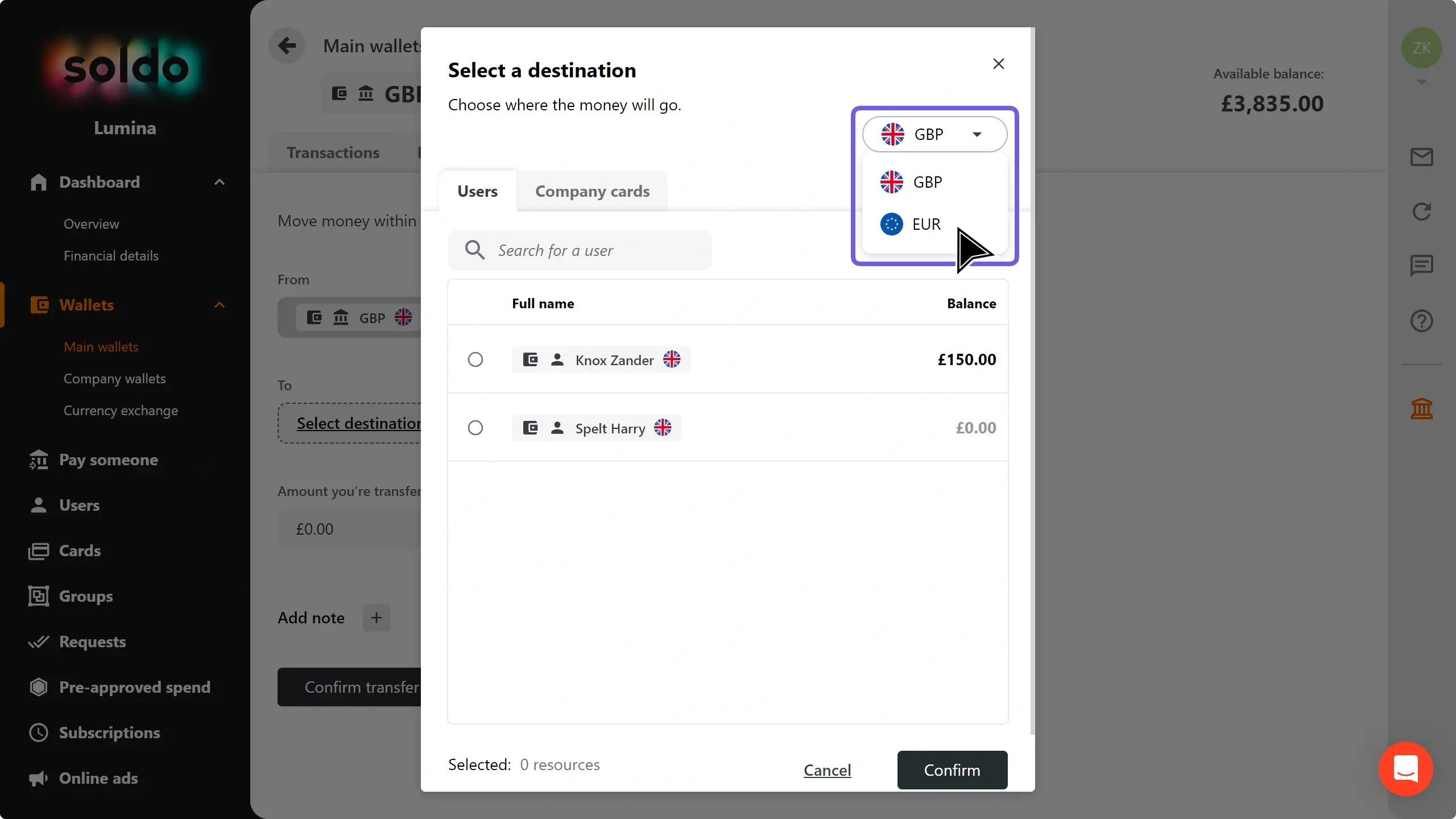 WC_Wallets_DefaultWalletTransfer_SelectDestinationCurrencySelectorAnnotated_202409_EN.png