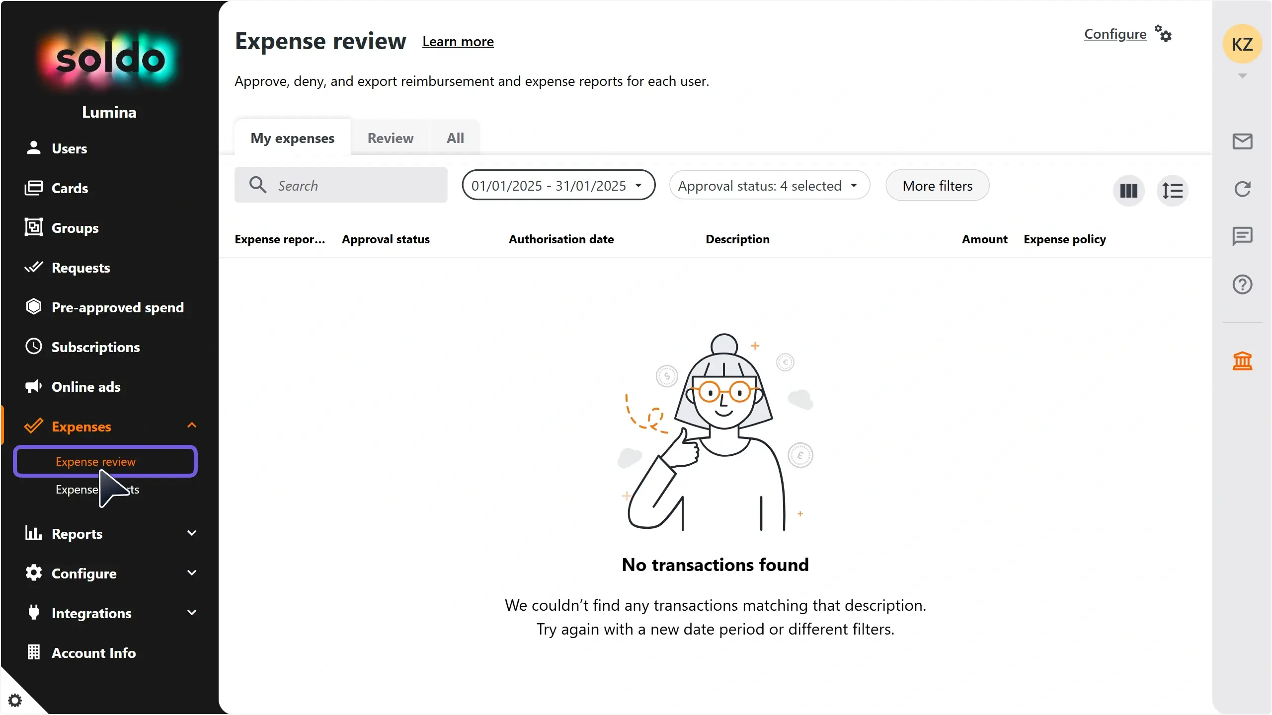 WC_ExpenseReview_SuperAdminMyExpensesMenuItemAnnotated_202501_ES.webp