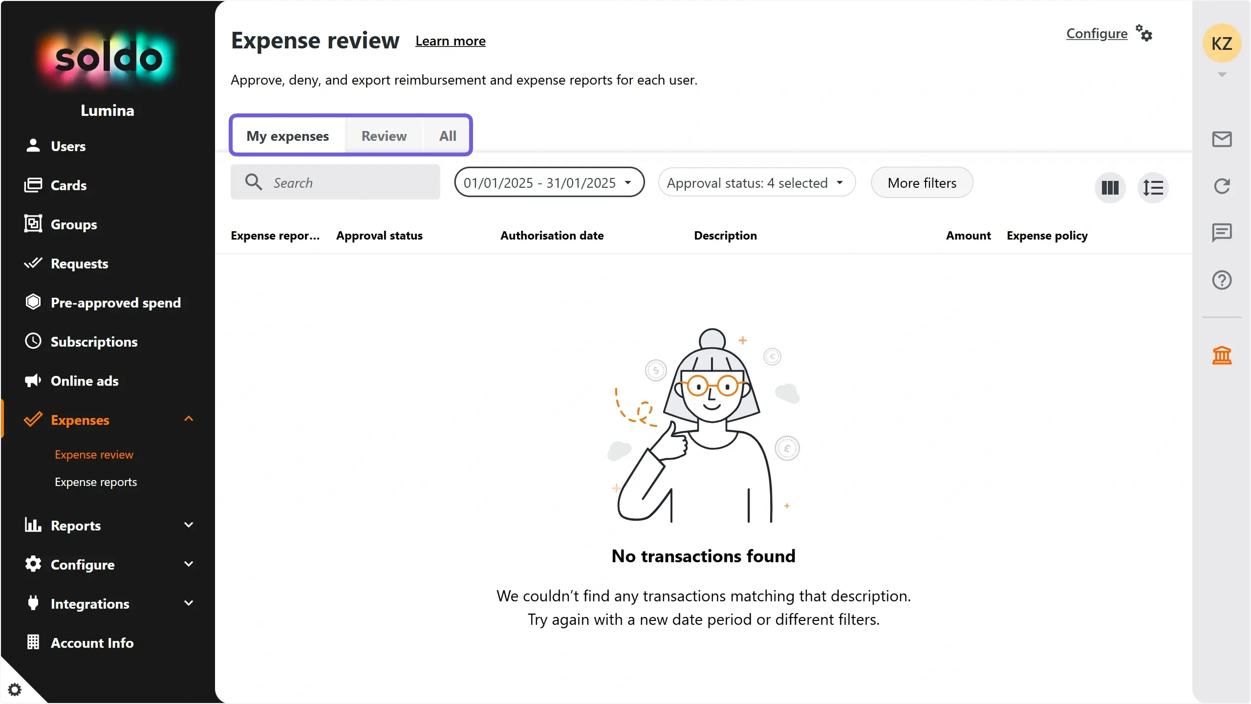WC_ExpenseReview_SuperAdminMyExpensesTabsAnnotated_202501_ES.webp