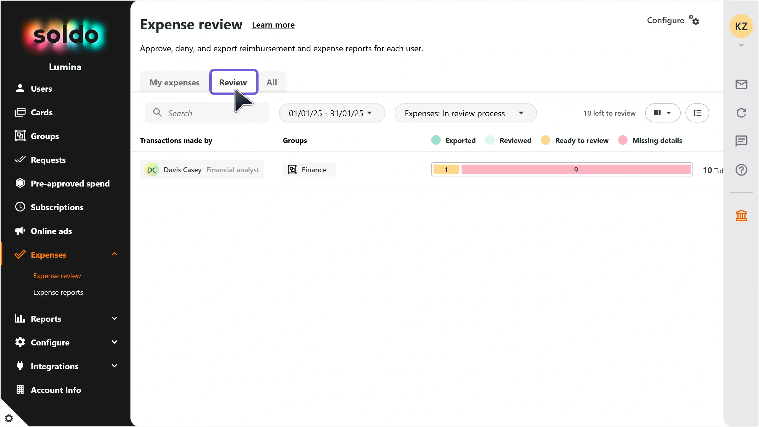 WC_ExpenseReview_SuperAdminMyExpensesReviewTabAnnotated_202501_ES.webp