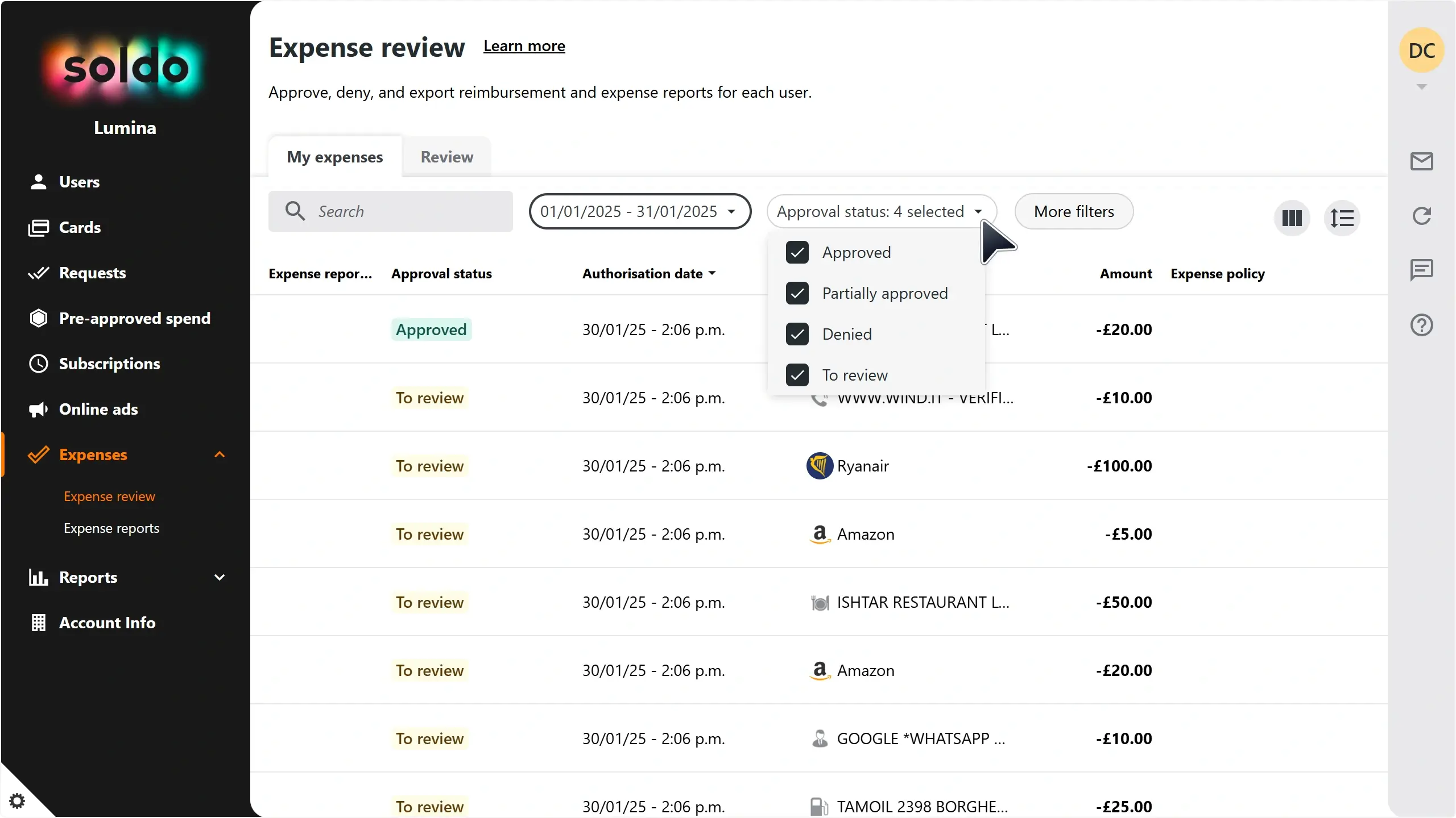 WC_ExpenseReview_EmployeeMyExpensesFilters_202501_ES.webp
