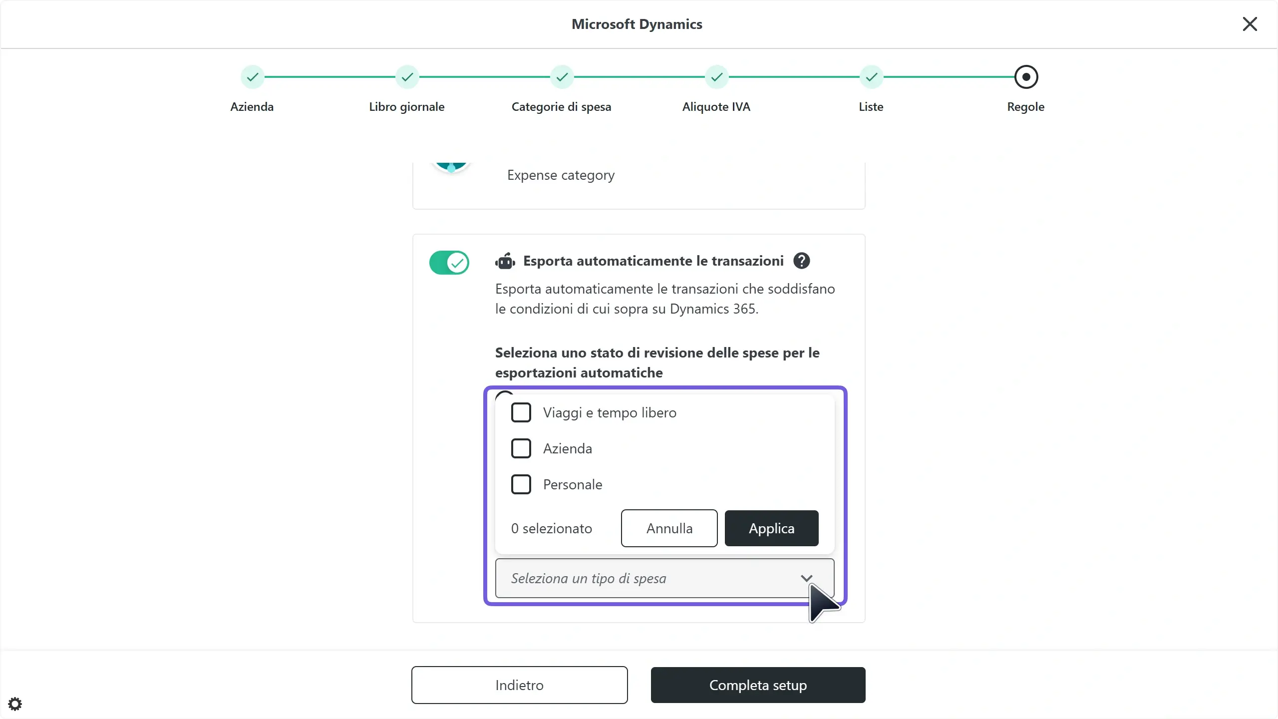 WC_Integrations_AutoExportSetupExpenseTypeDropdown_202502_ITA.webp