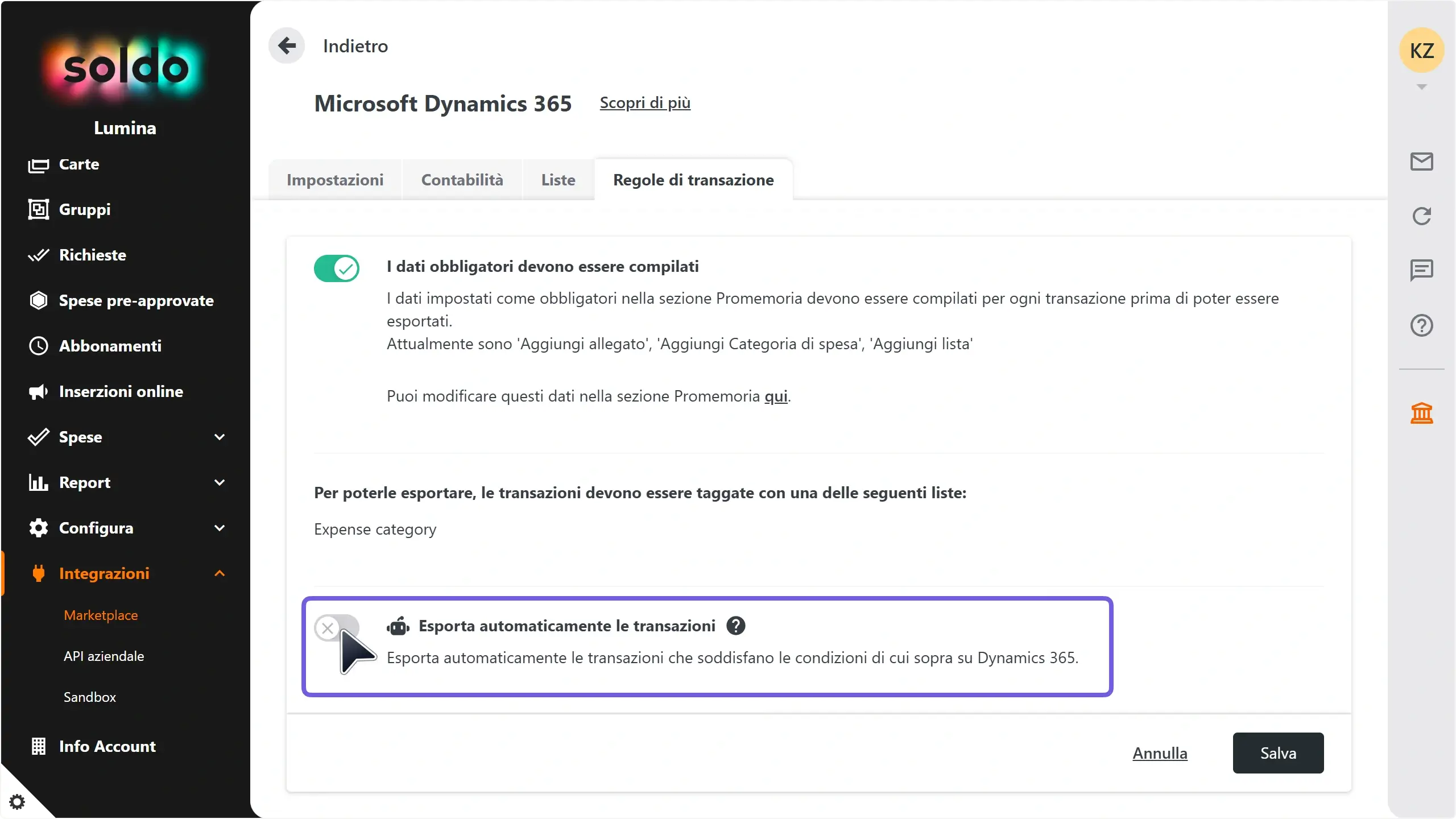 WC_Integrations_AutoExportPostSetupToggleDisabled_202502_ITA.webp