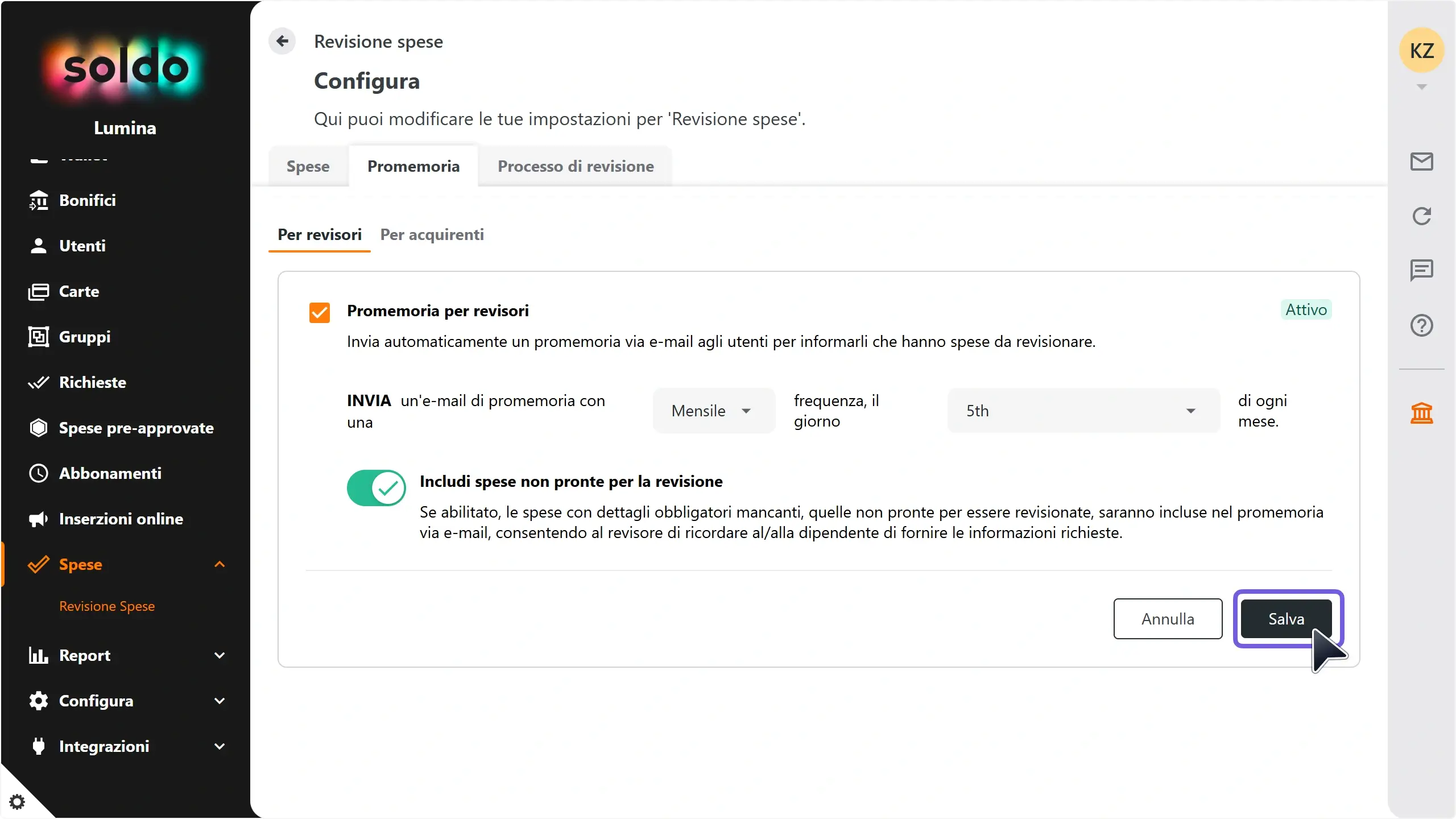 WC_Expense_AdvancedReminders_ExpenseToggleFeatureActiveSave_202501_ITA (1).webp