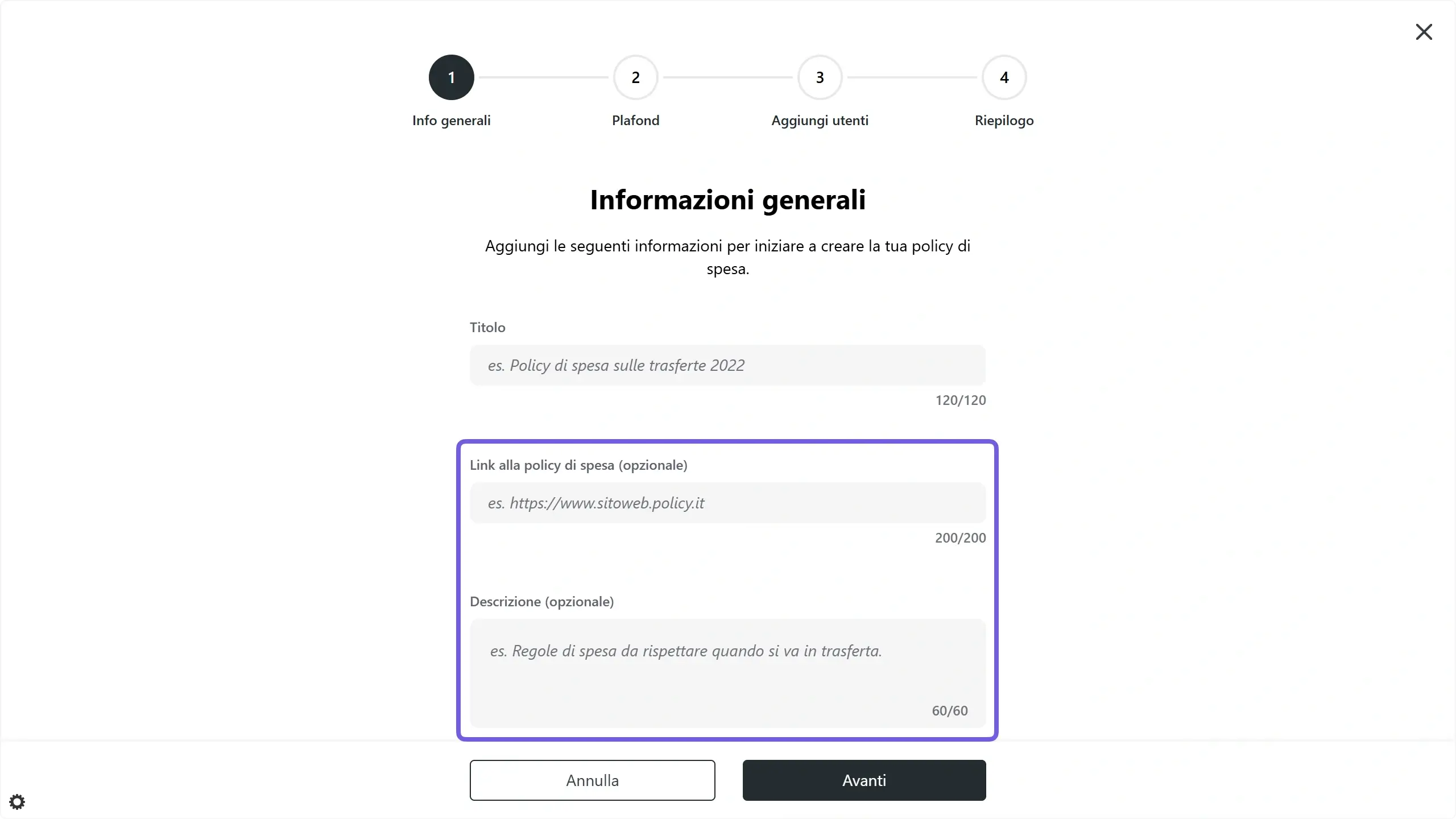 WC_Expense_ExpensePolicy_AddOptionalFieldsAnnotated_202503_ITA.webp