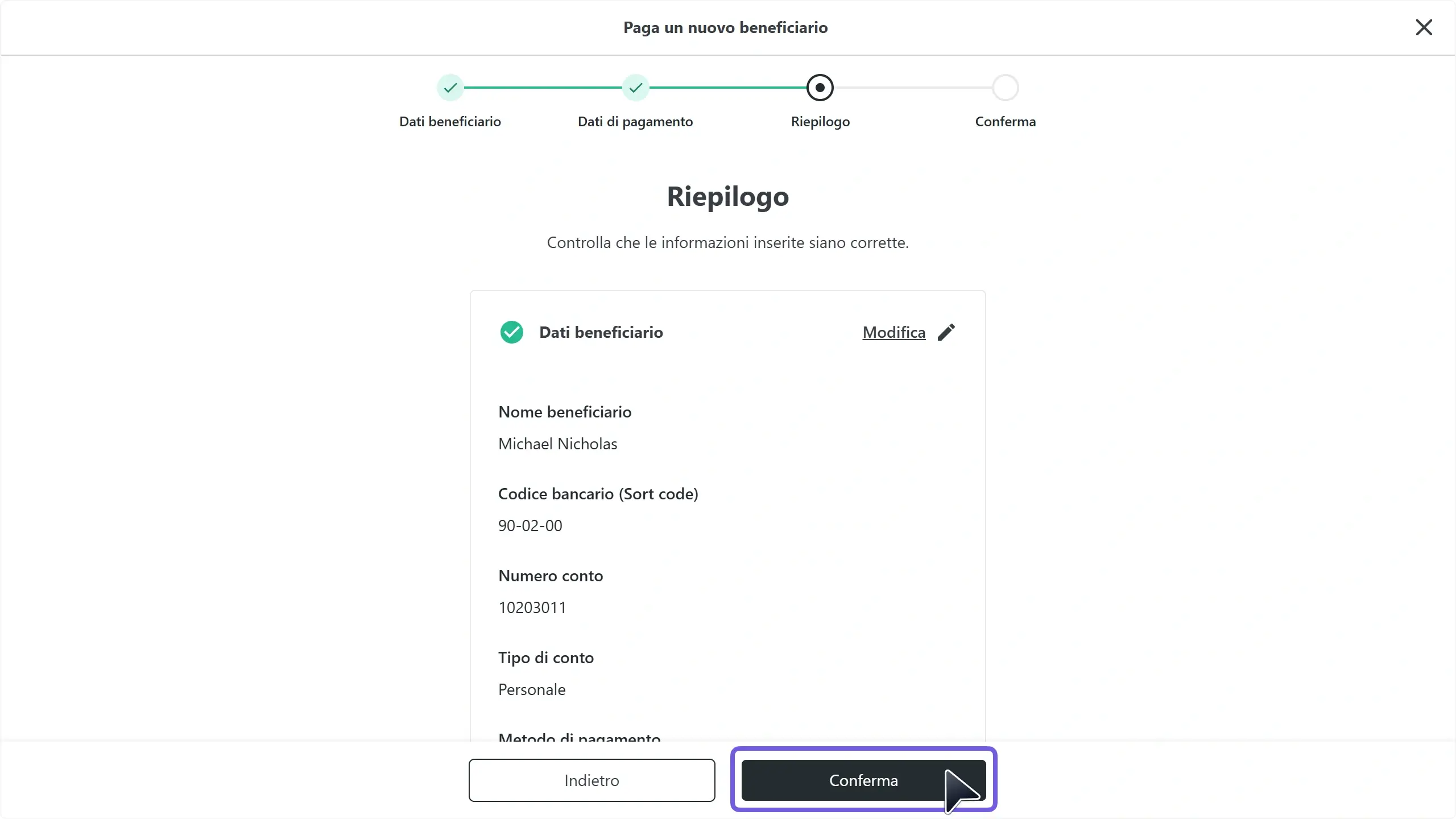 WC_BankTransfer_MakePayment_UnverifiedAmountDetailsConfirmAnnotated_202505_ITA.webp