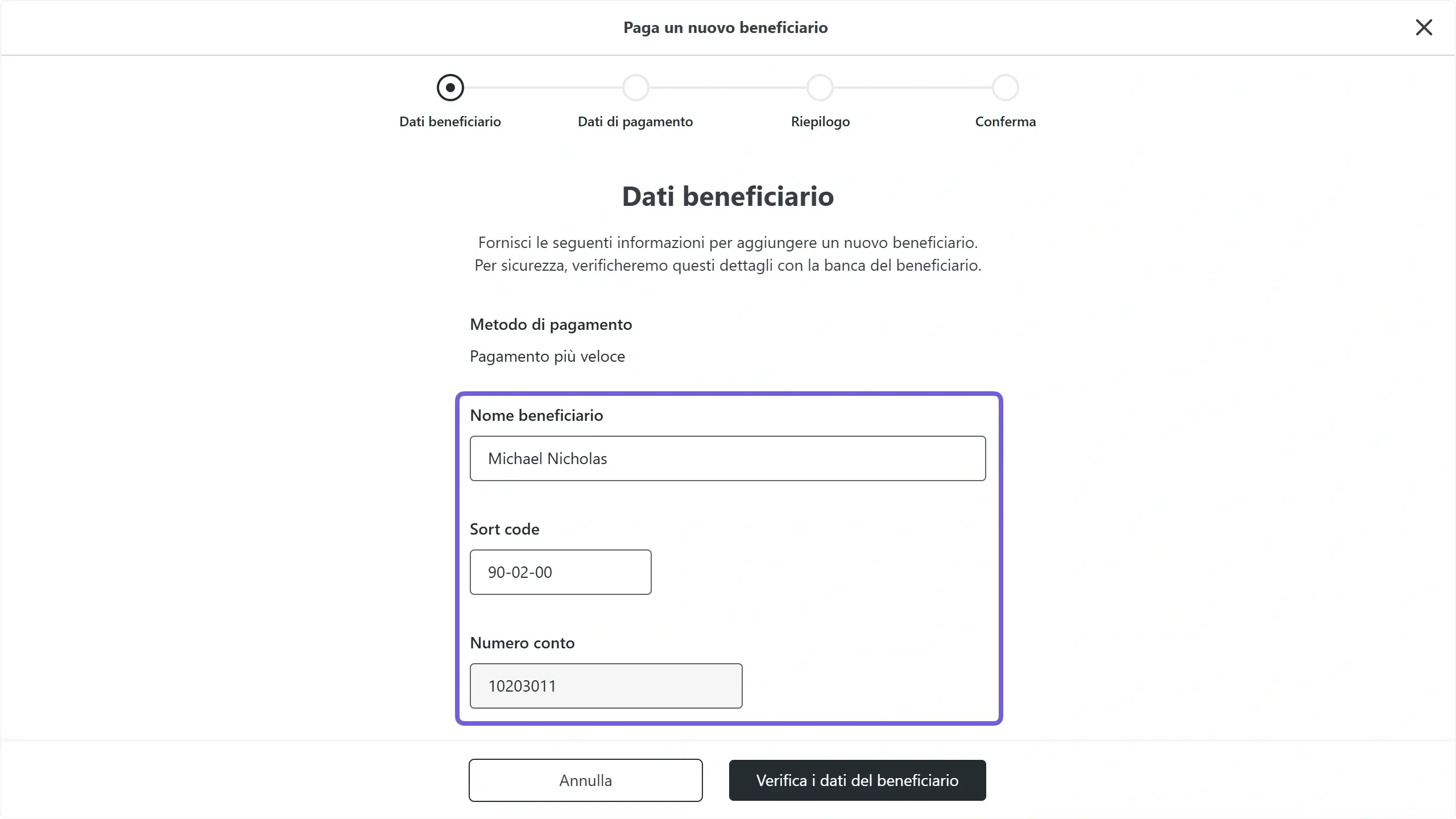 WC_BankTransfer_MakePayment_UnverifiedNewPayeeDetailsAnnotated_202505_ITA.webp