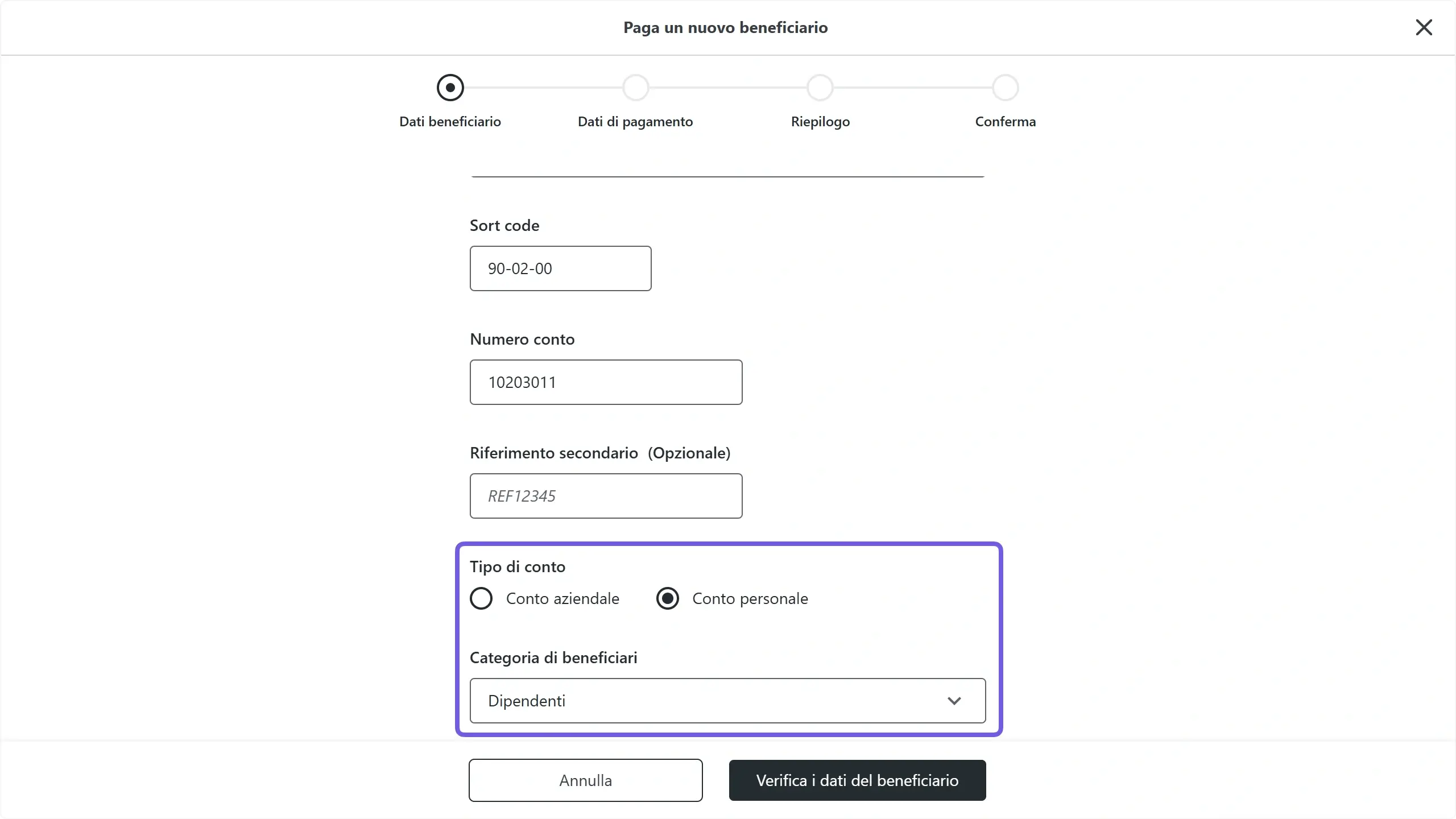 WC_BankTransfer_MakePayment_UnverifiedAccountTypeAnnotated_202505_ITA.webp