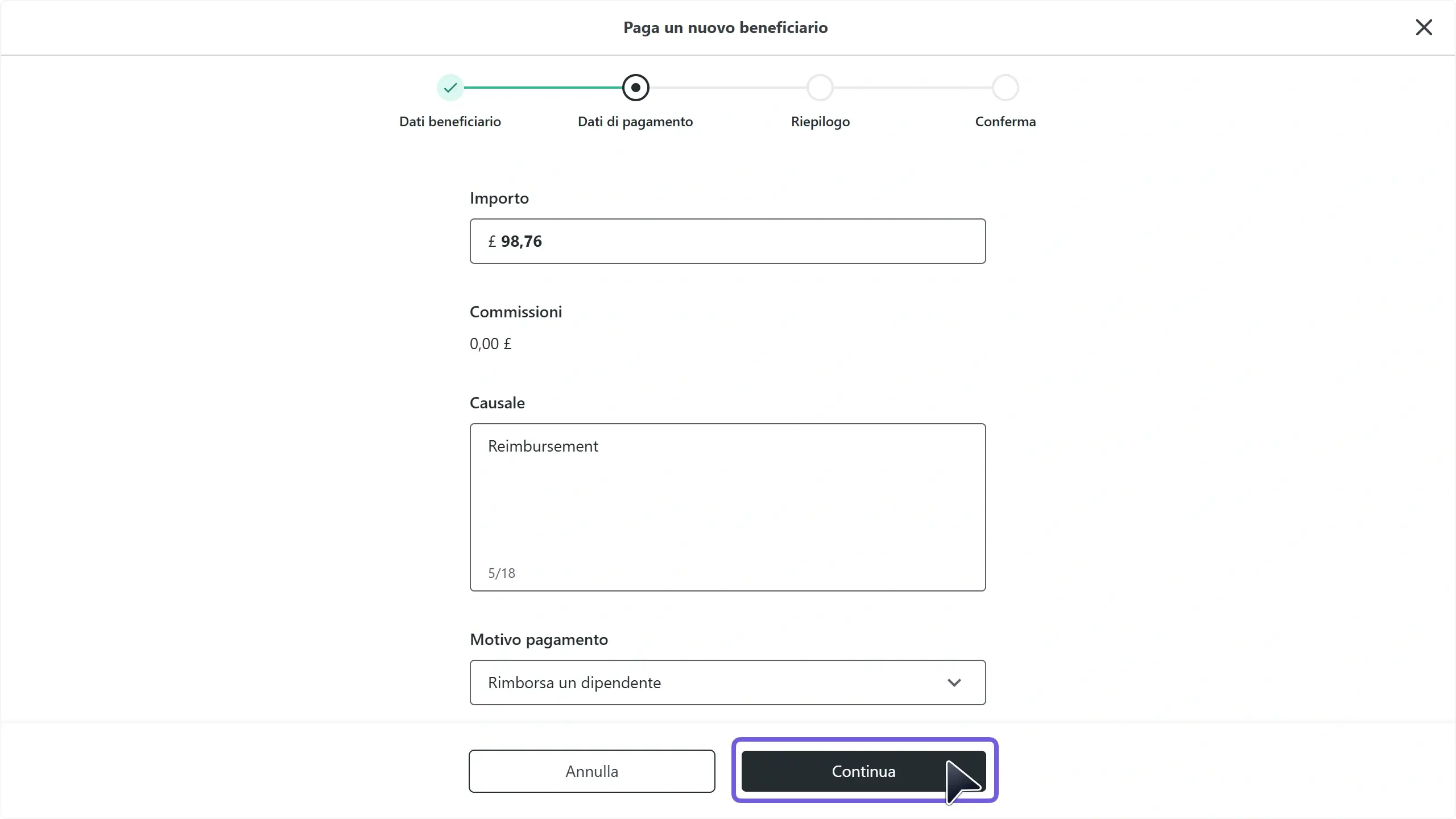 WC_BankTransfer_MakePayment_UnverifiedAmountDetailsContinueAnnotated_202505_ITA.webp