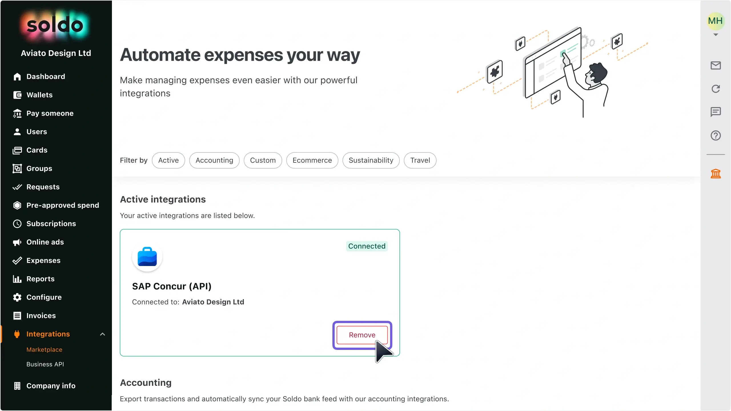 WC_Integrations_SAPConcurAppCenter_DisconnectSoldoAnnotated_202505_EN.webp