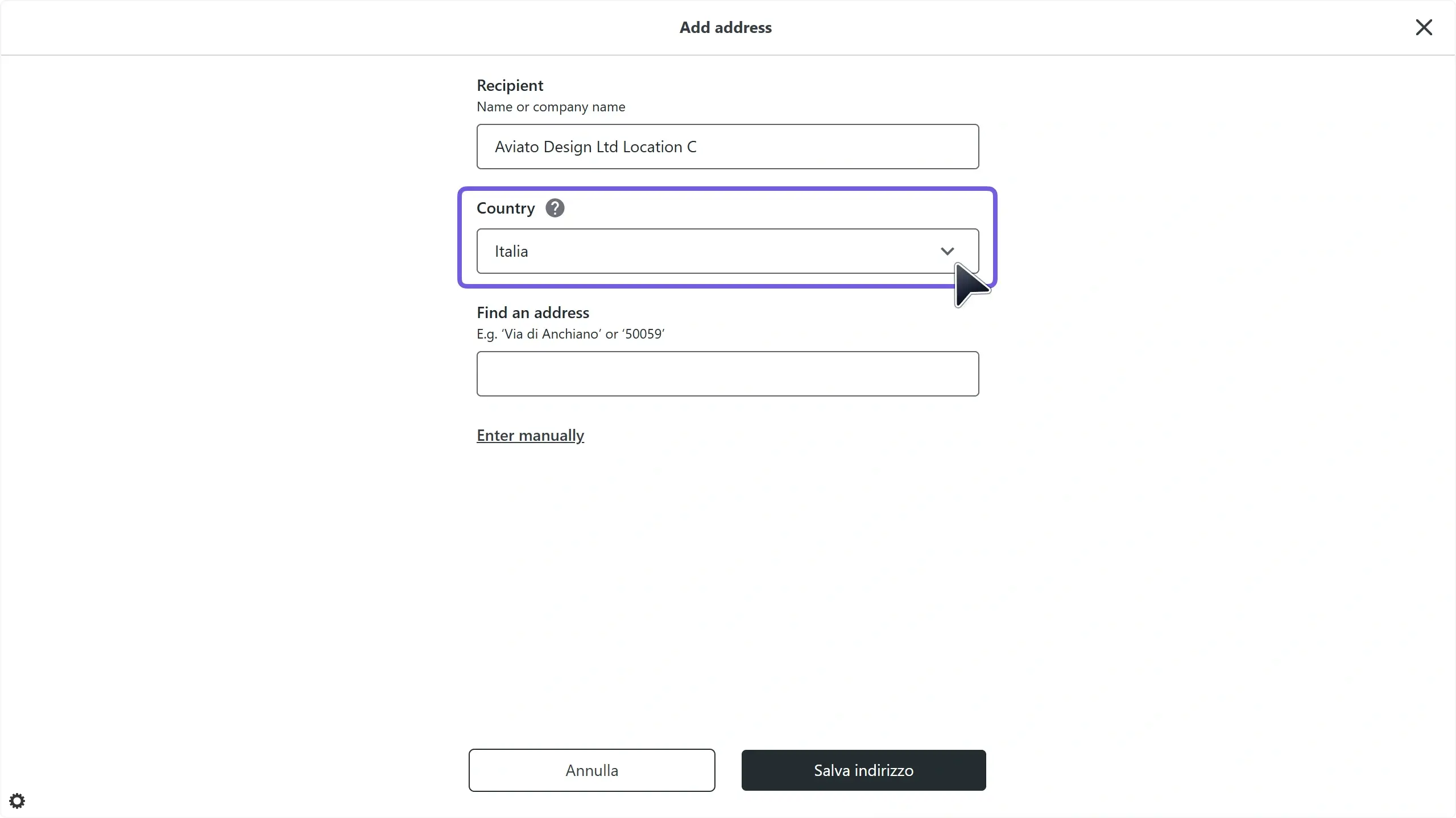 WC_Cards_AddressManagement_CompanyAddress_AddCountry_Annotated_202507_ITA.webp