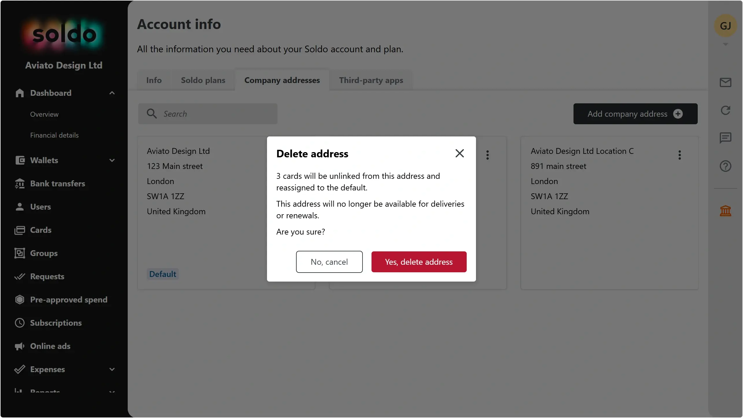 WC_Cards_AddressManagement_CompanyAddress_DeleteWithLinkedCards_Annotated_202507_EN.webp