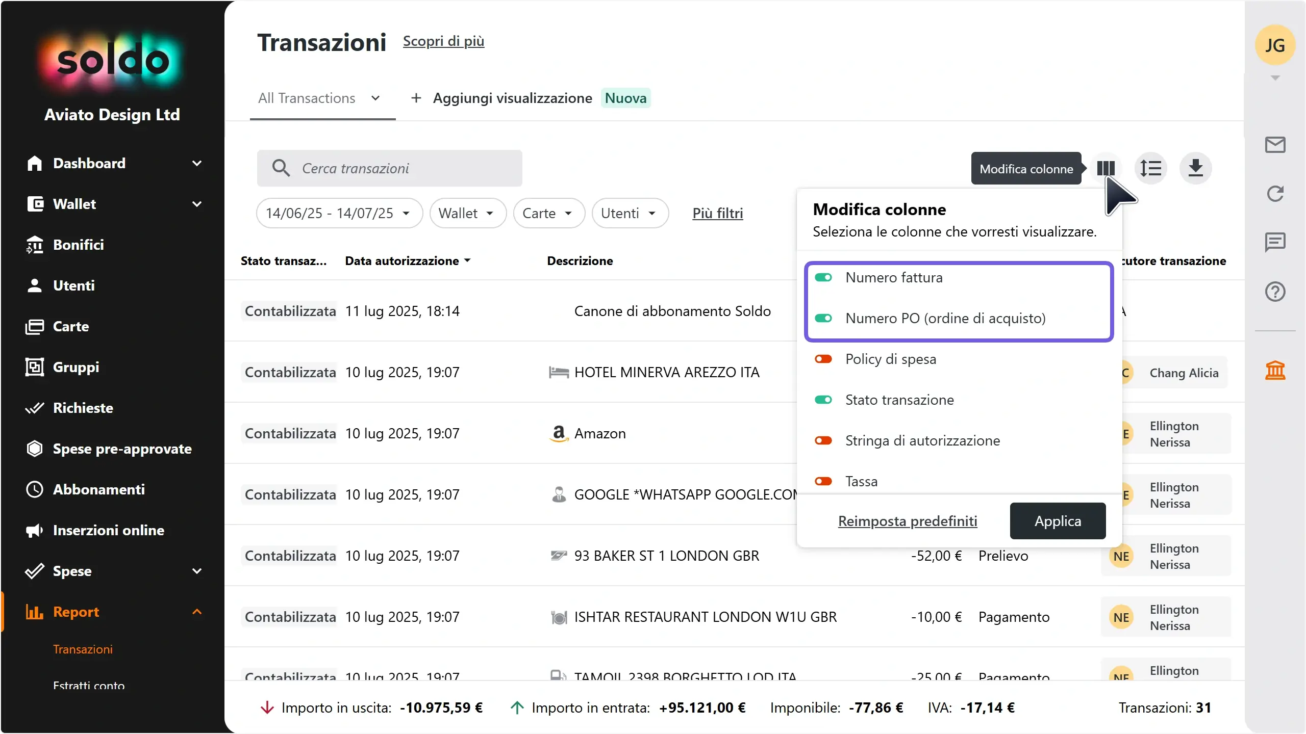 WC_Configure_TransactionFields_Reporting_ColumnToggles_202507_ITA.webp