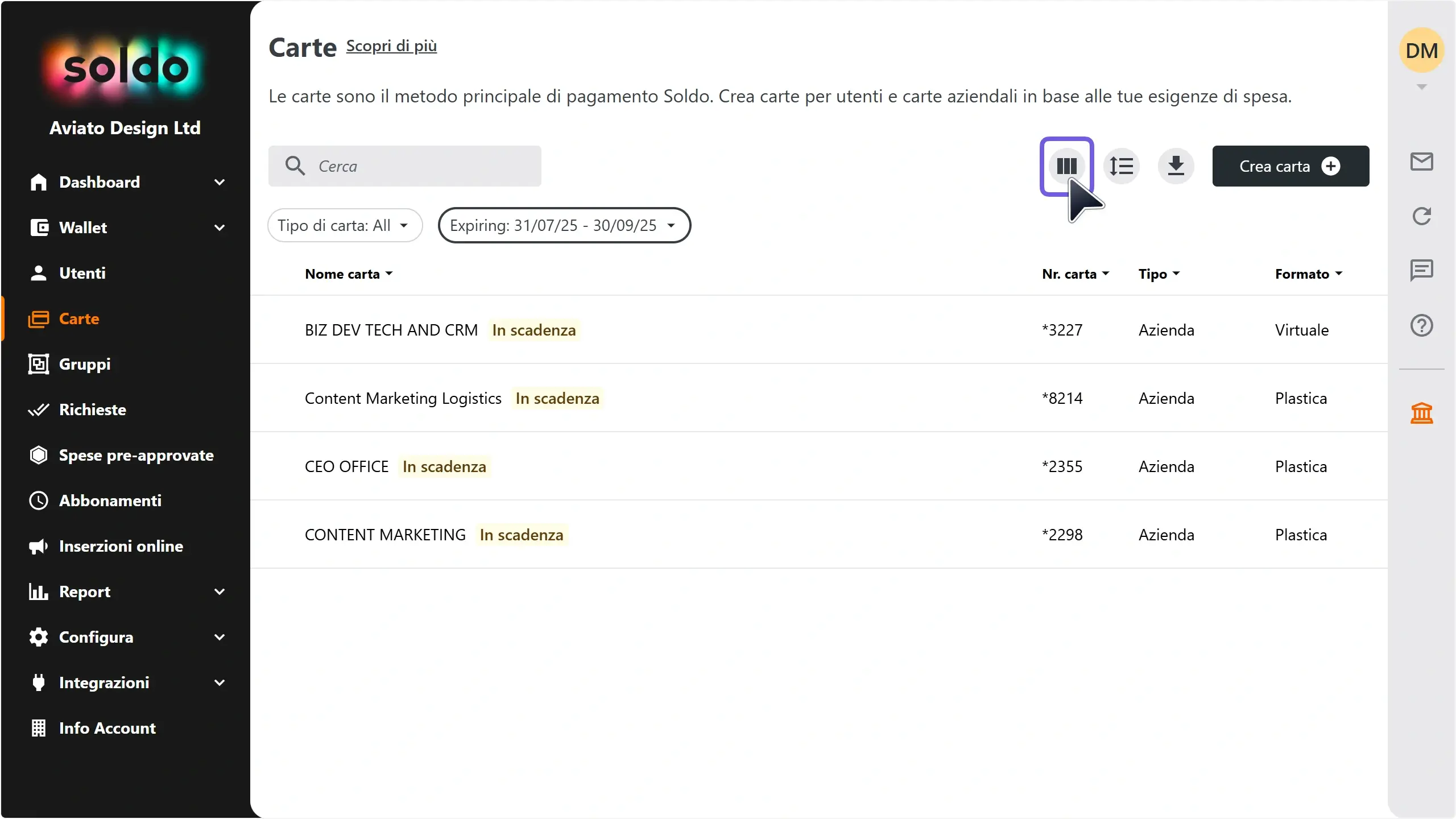 WC_Cards_AddressManagement_Expiring_ColumnOptions_Annotated_202507_ITA.webp