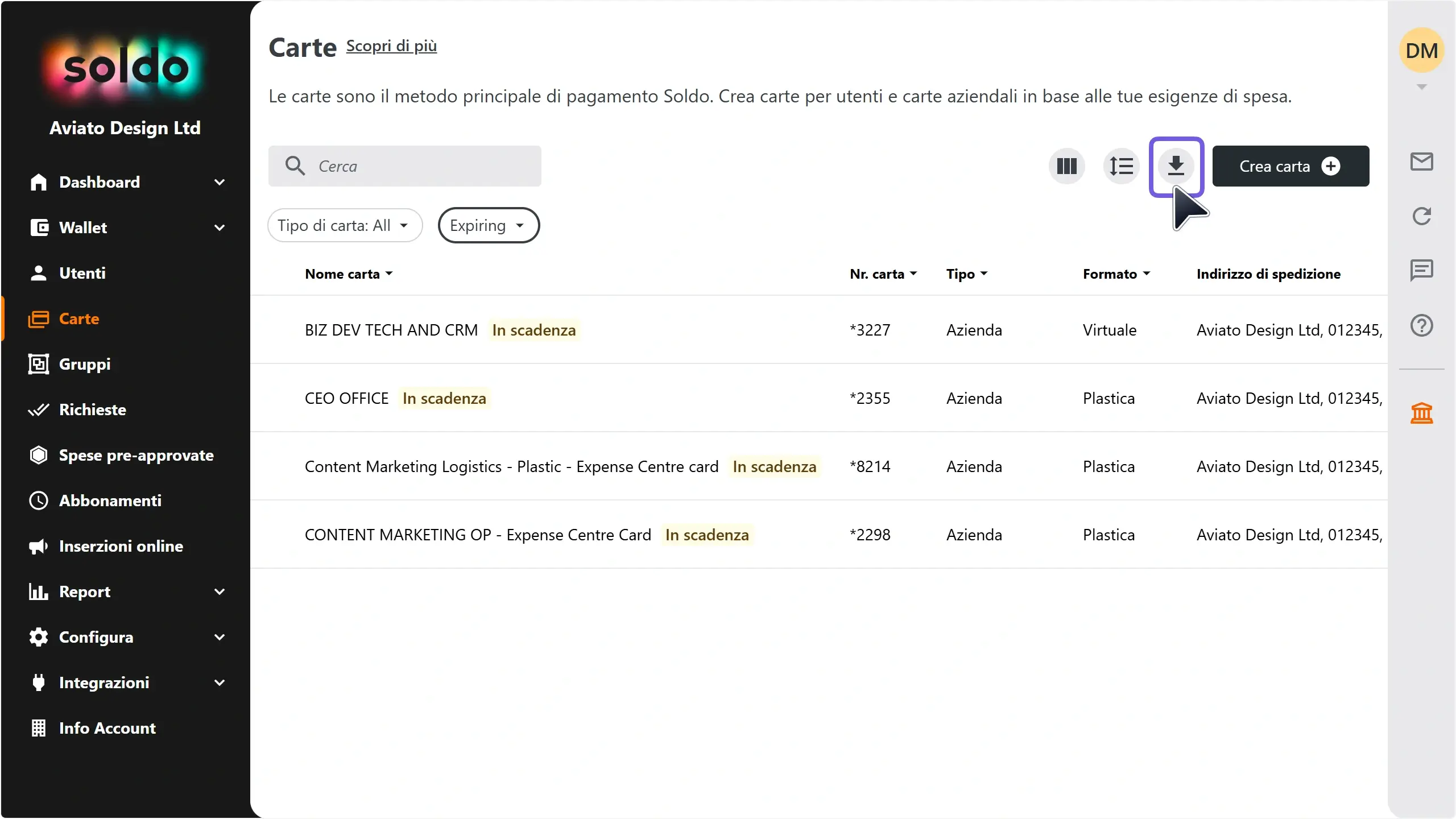 WC_Cards_AddressManagement_Expiring_DeliveryAddressDownload_Annotated_202507_ITA.webp