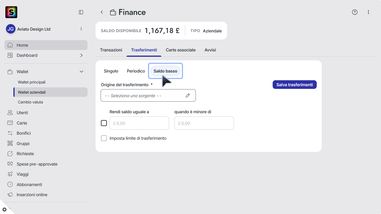 WC_CompanyWallets_LowBalanceTabAnnotated_202510_Surface_ITA.png
