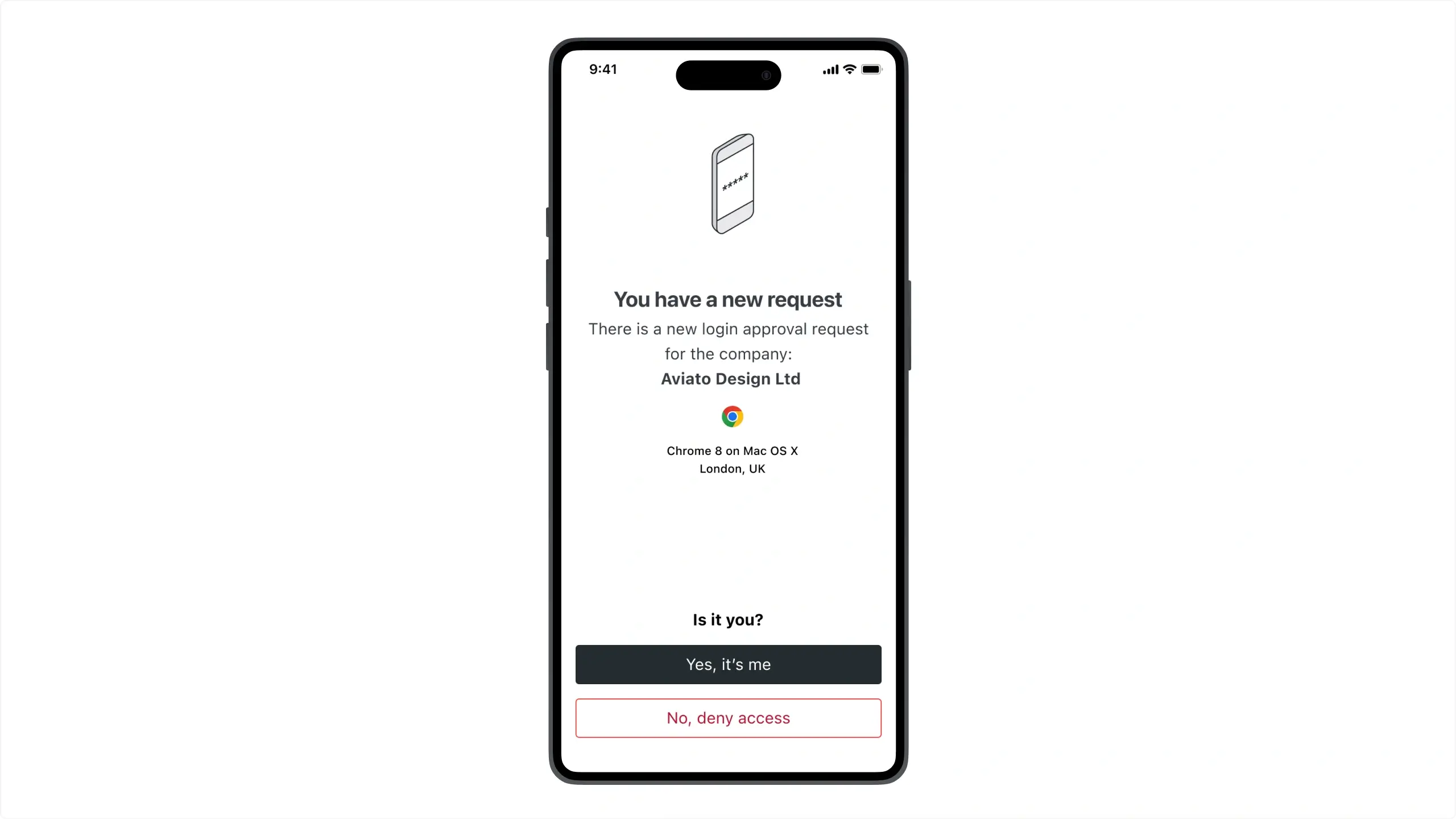 Mobile app approval confirmation screen
