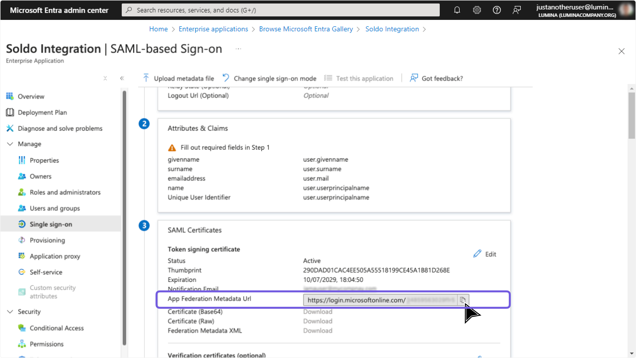 MicrosoftEntraAddAppEntraApplicationMenuSAMLCopyFedURL202408_EN.png